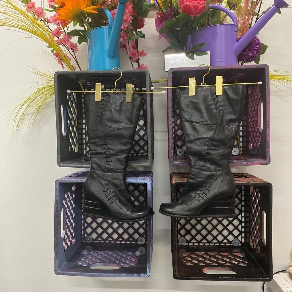 Black Knee High Boots (wedge heel)